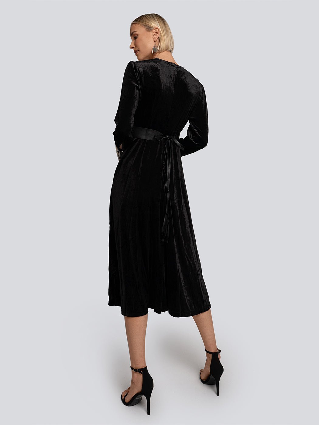 Sienna Embellished Cuff Velvet Wrap Midi Dress - Glory Connection