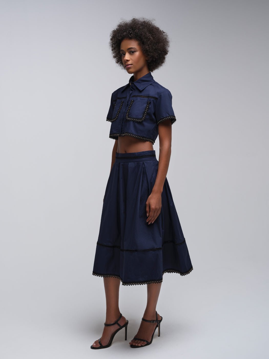 Tash Embellished Cropped Jacket & Midi Skirt Set - Glory Connection