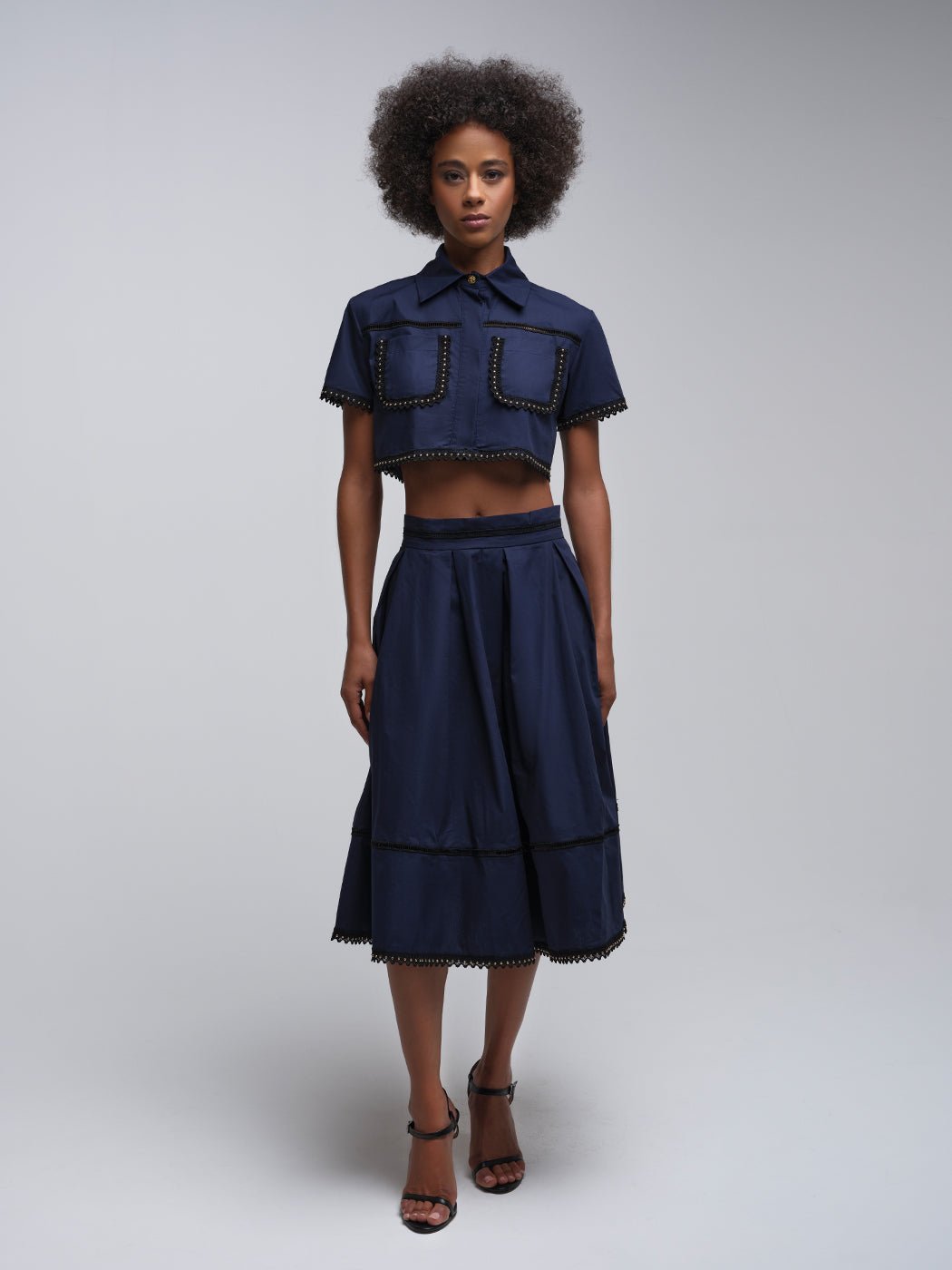 Tash Embellished Cropped Jacket & Midi Skirt Set - Glory Connection