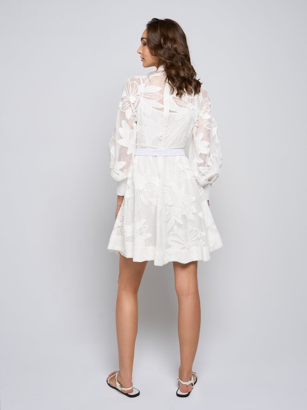 Tessie Mesh Applique Buttoned Mini Dress - Glory Connection
