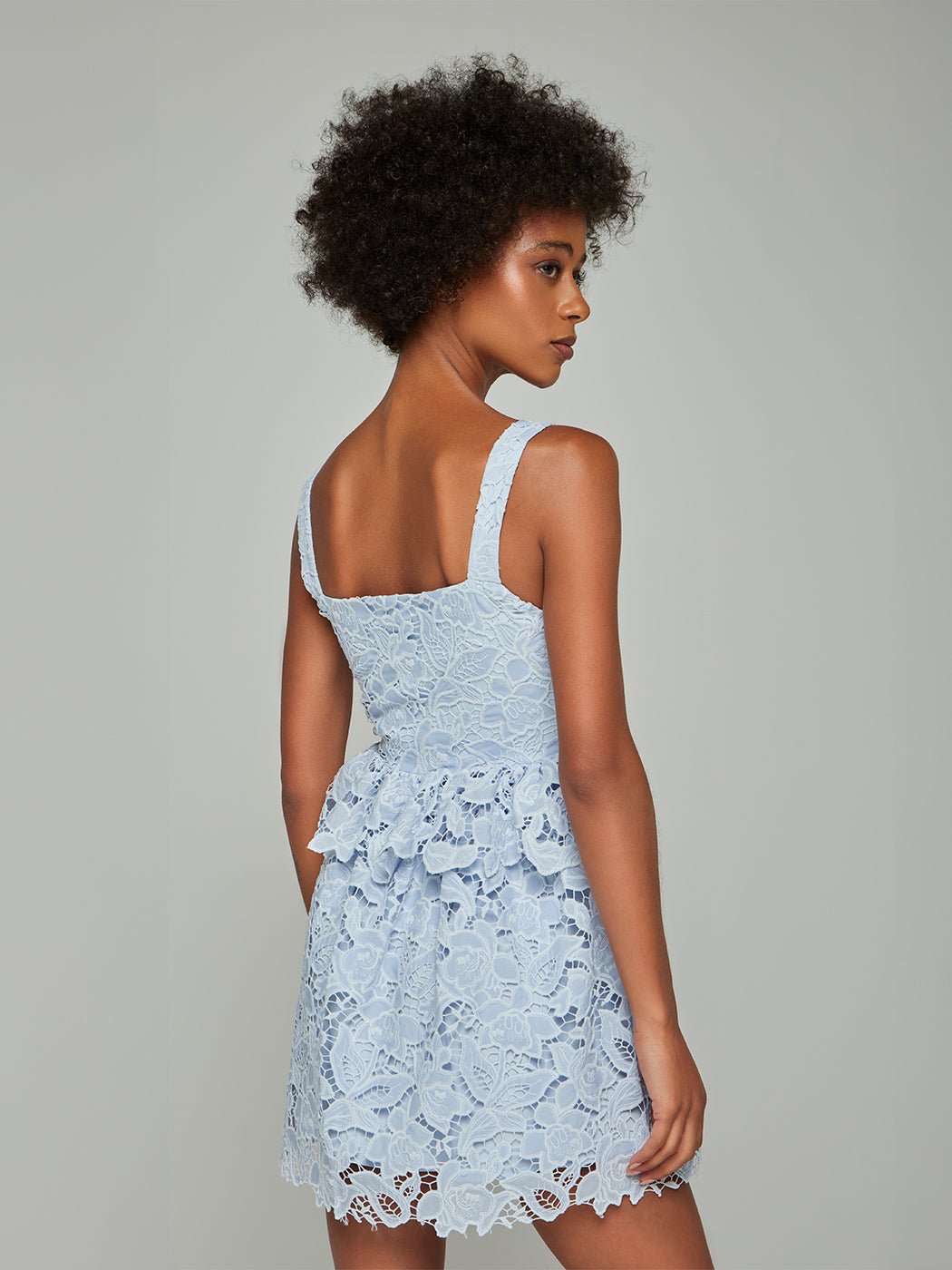 Velma Peplum Strapped Lace Mini Dress - Glory Connection