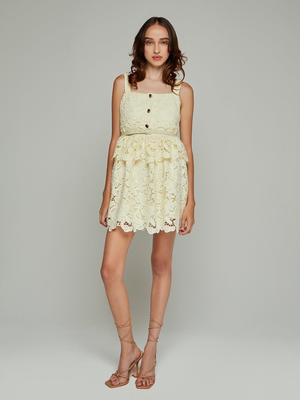 Velma Peplum Strapped Lace Mini Dress - Glory Connection