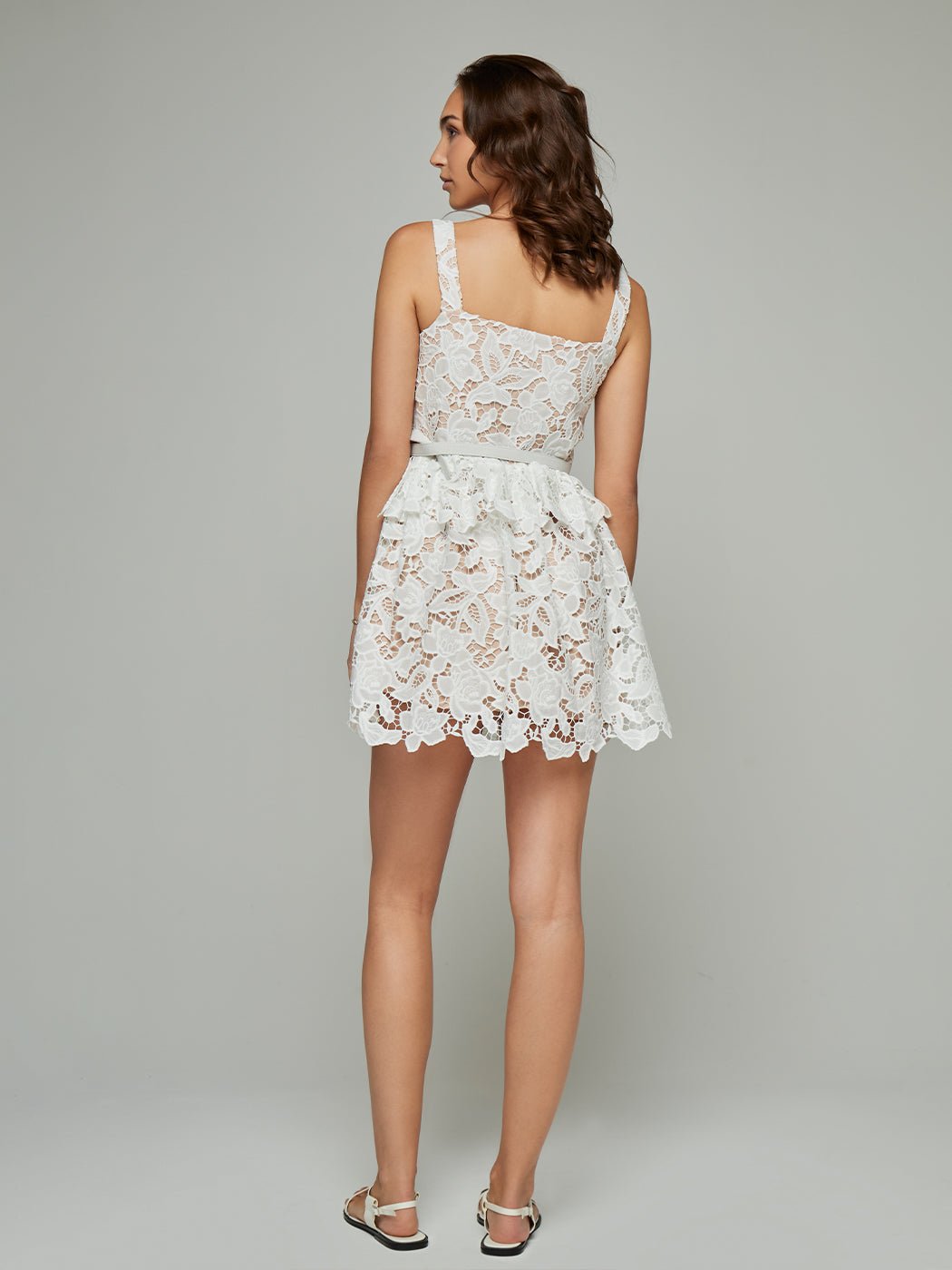 Velma Peplum Strapped Lace Mini Dress - Glory Connection