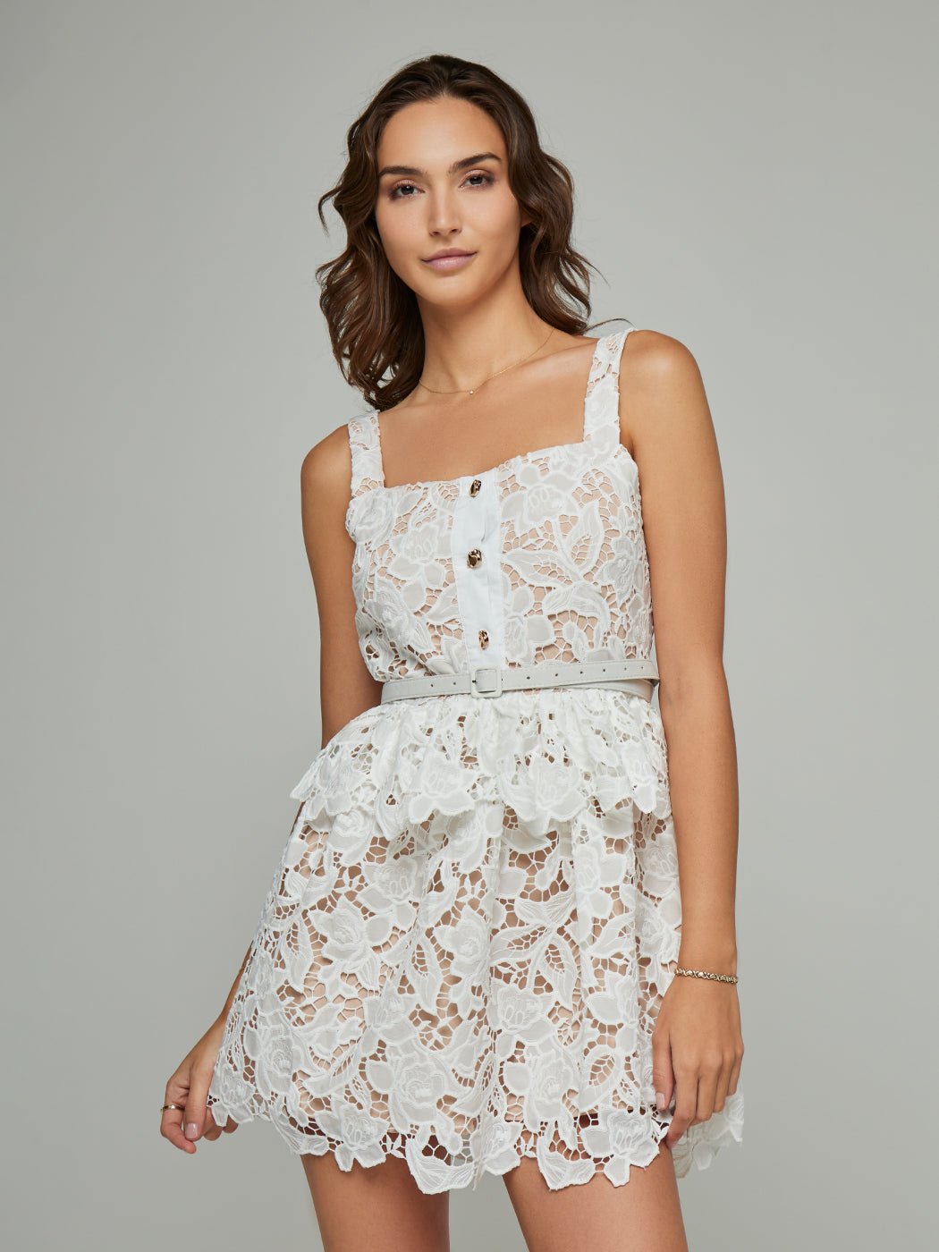 Velma Peplum Strapped Lace Mini Dress - Glory Connection