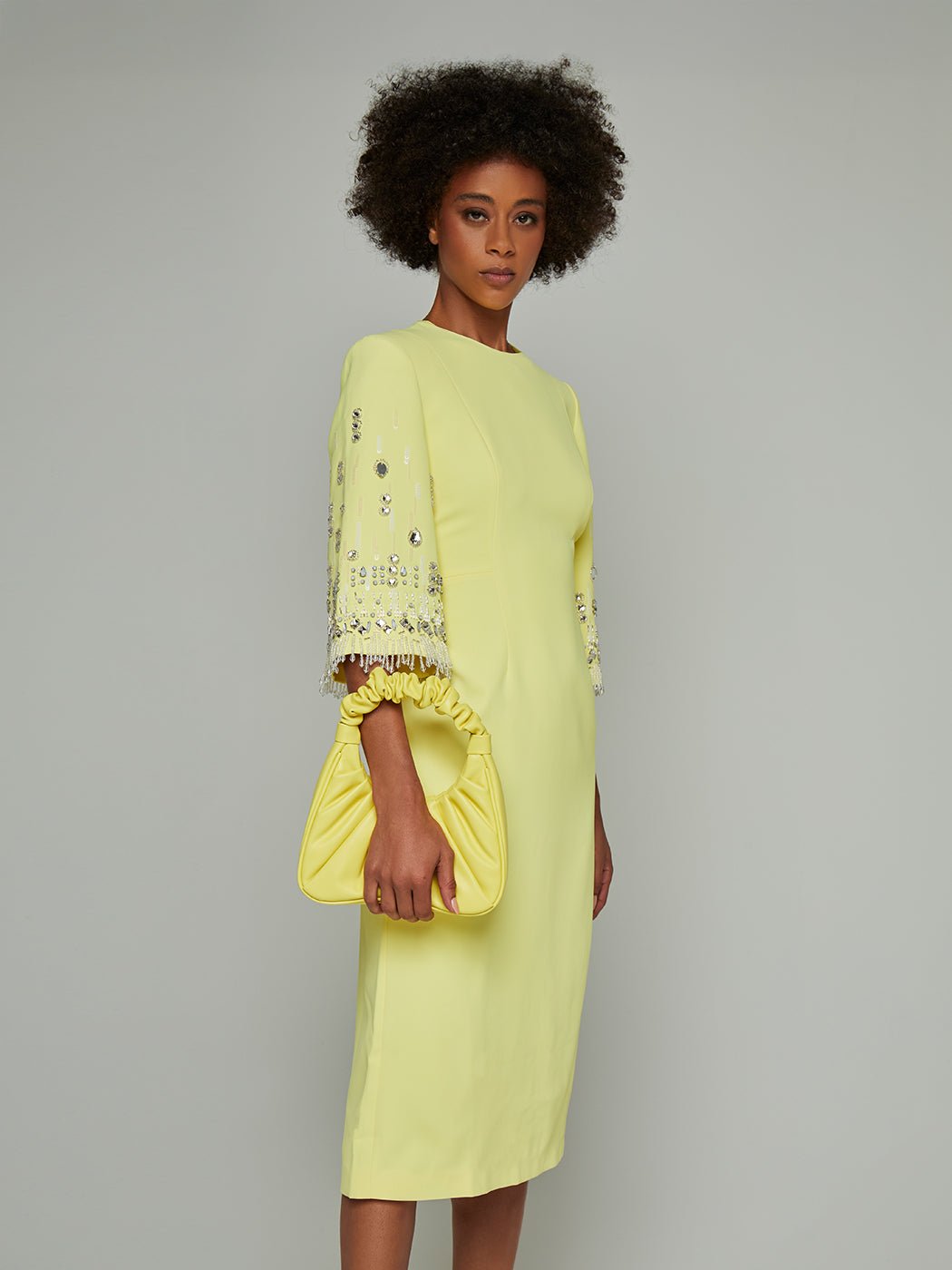 Vesta Embellished Half Sleeve Midi Dress - Glory Connection