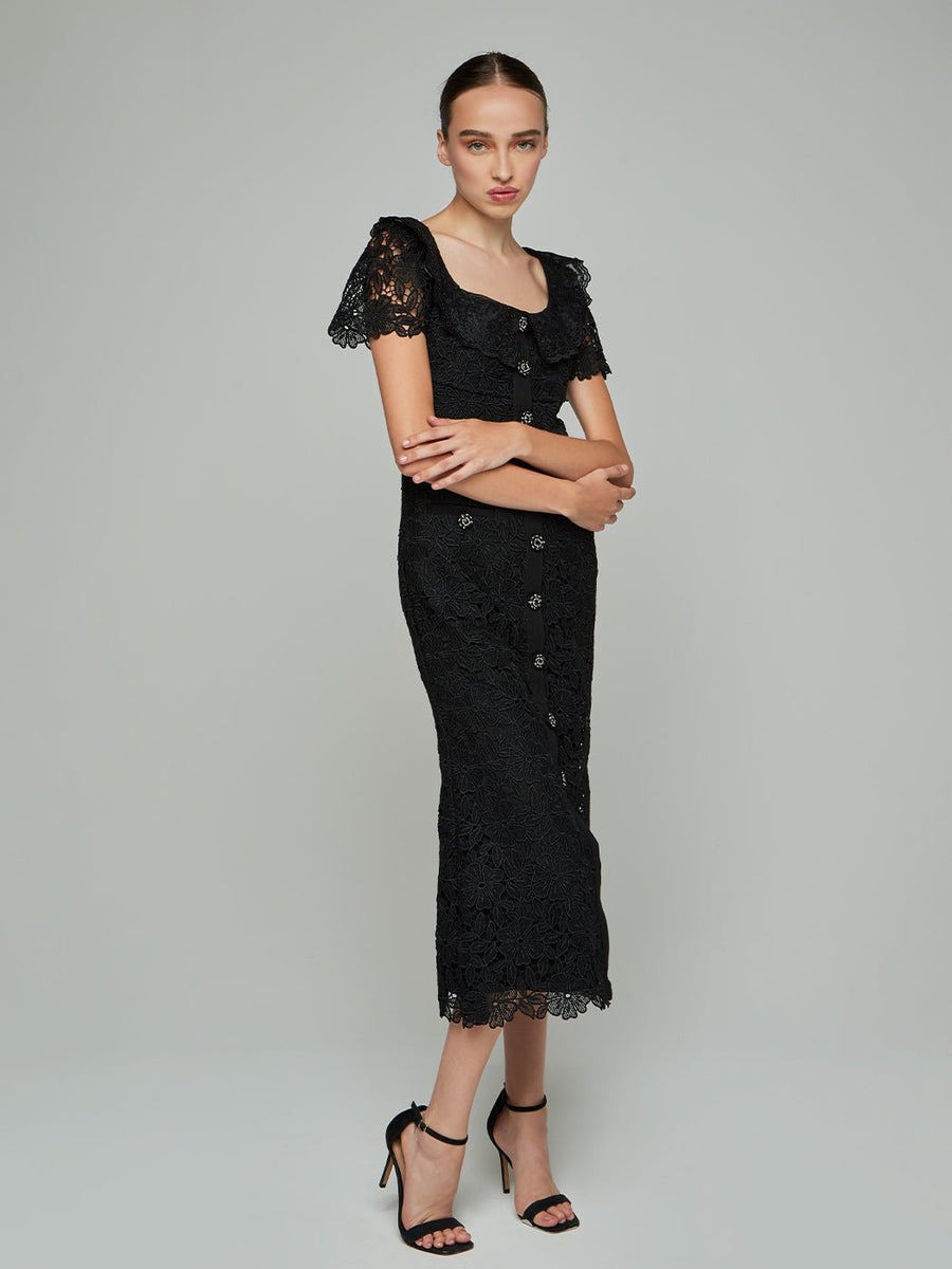wednesday lace dress Low back wedding dress Wednesday with detachable overskirt