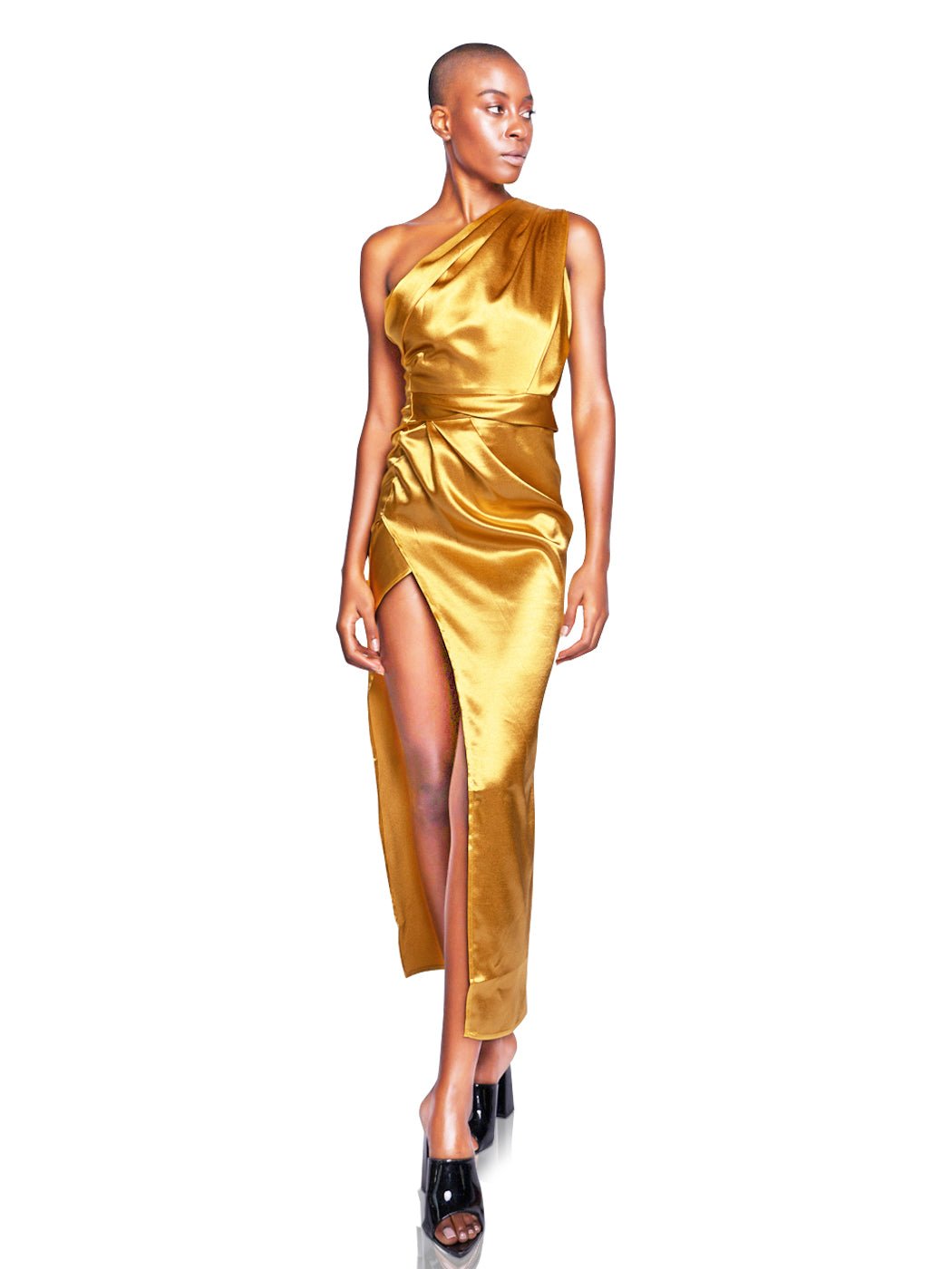 Bonnie Midi Dress in Gold - Glory Connection