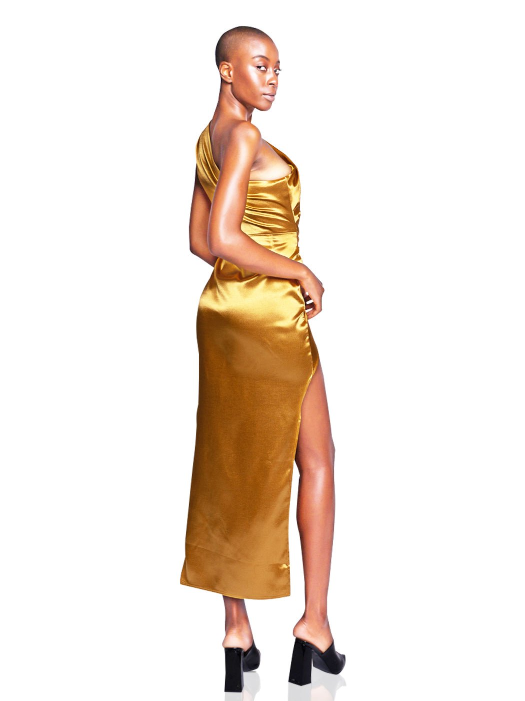 Bonnie Midi Dress in Gold - Glory Connection