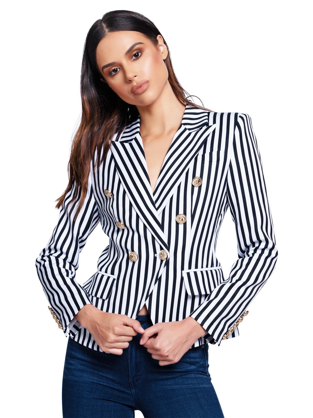 Double-Breasted Black Striped Jacket - Glory Connection