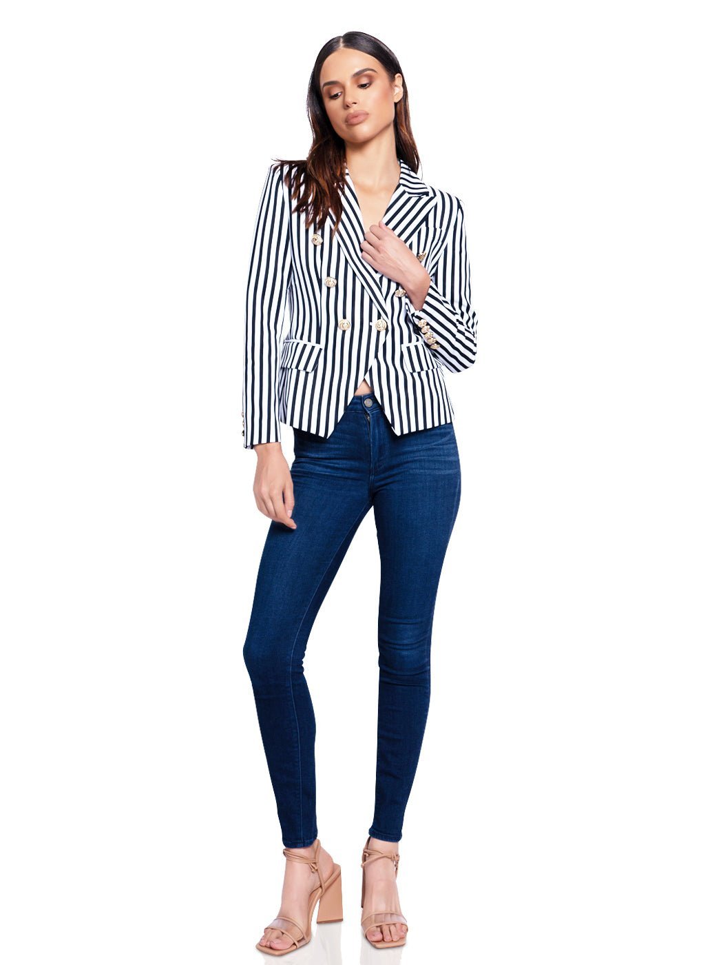 Double-Breasted Black Striped Jacket - Glory Connection