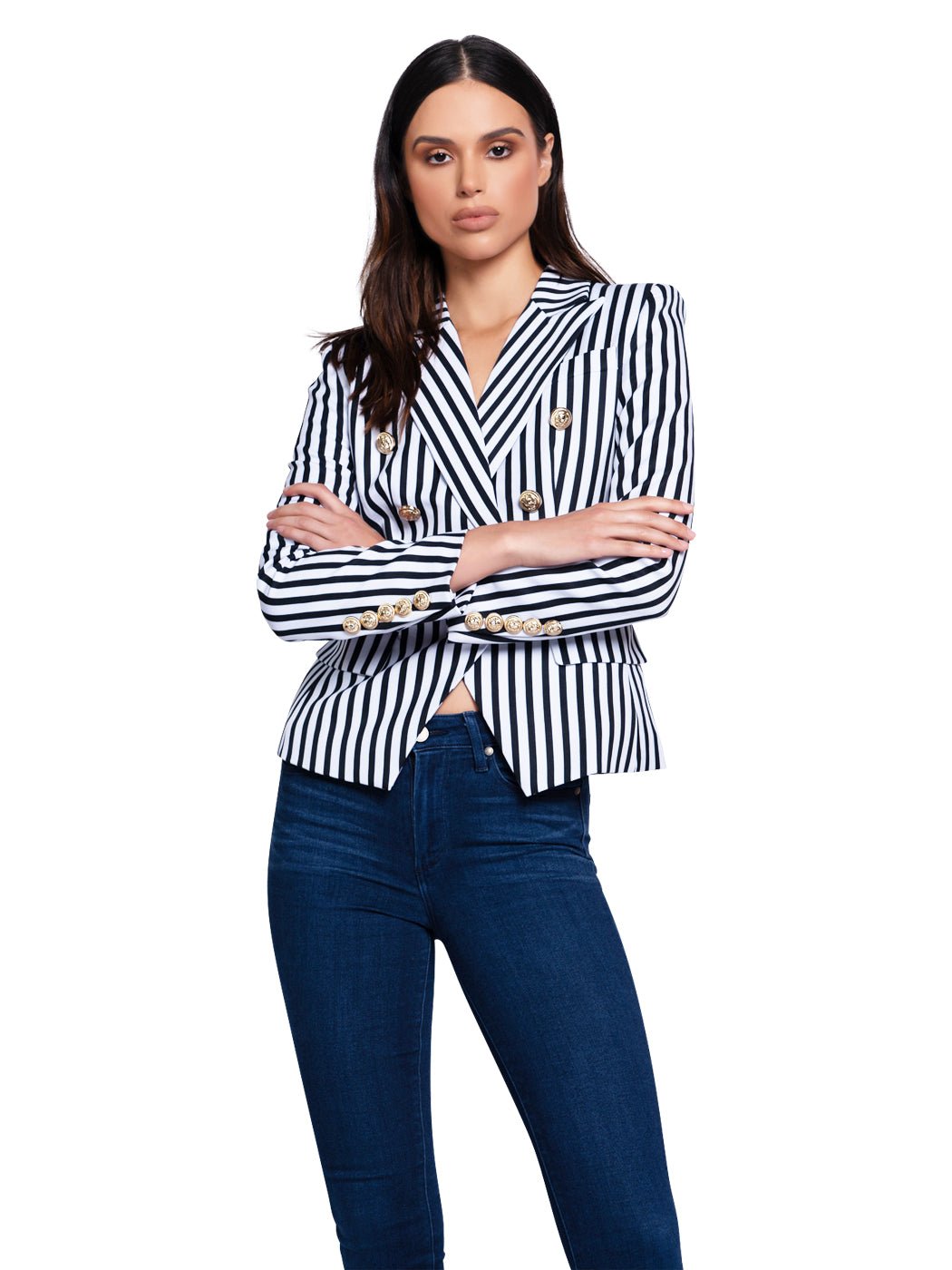 Double-Breasted Black Striped Jacket - Glory Connection