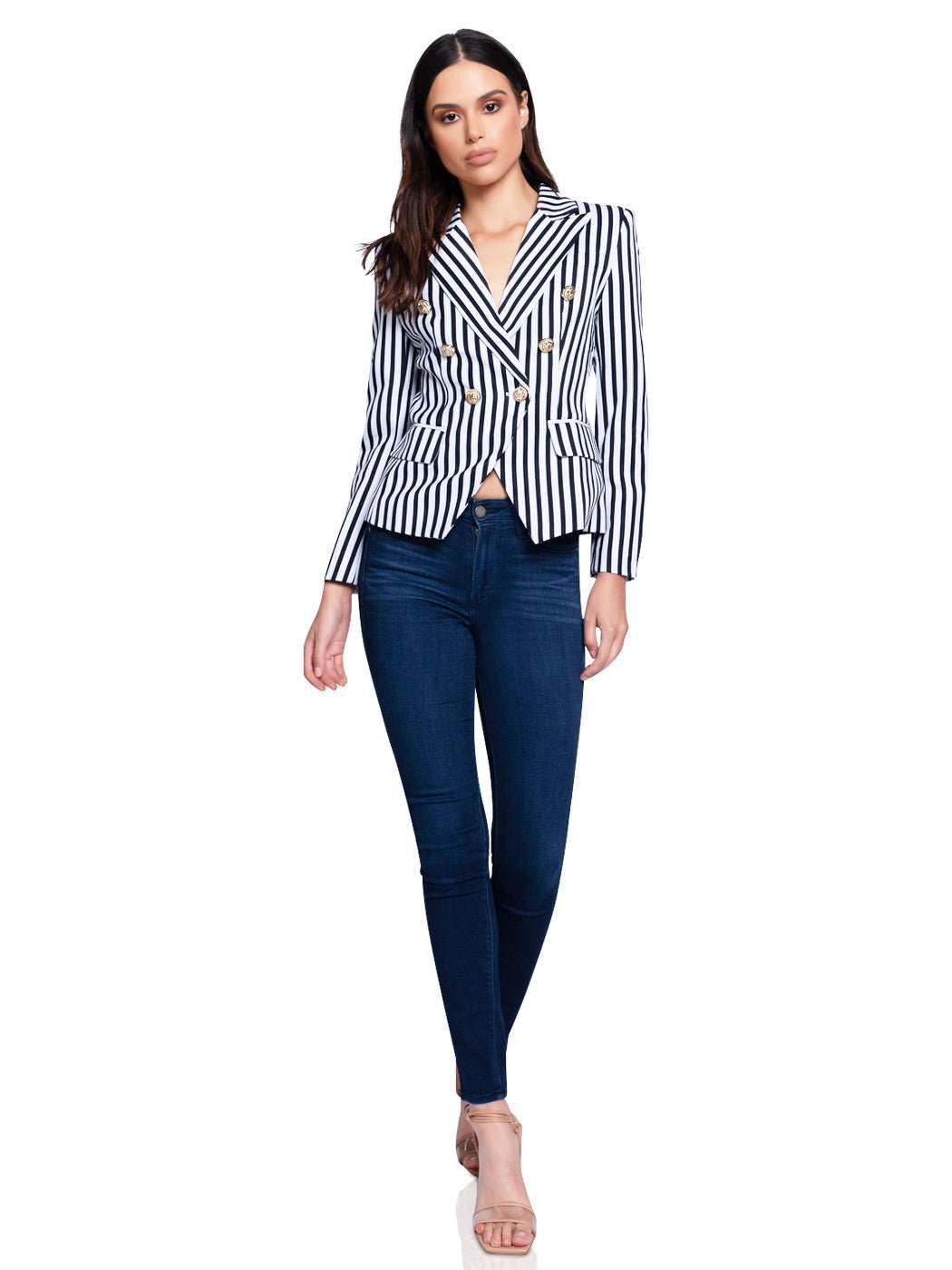 Double-Breasted Black Striped Jacket - Glory Connection