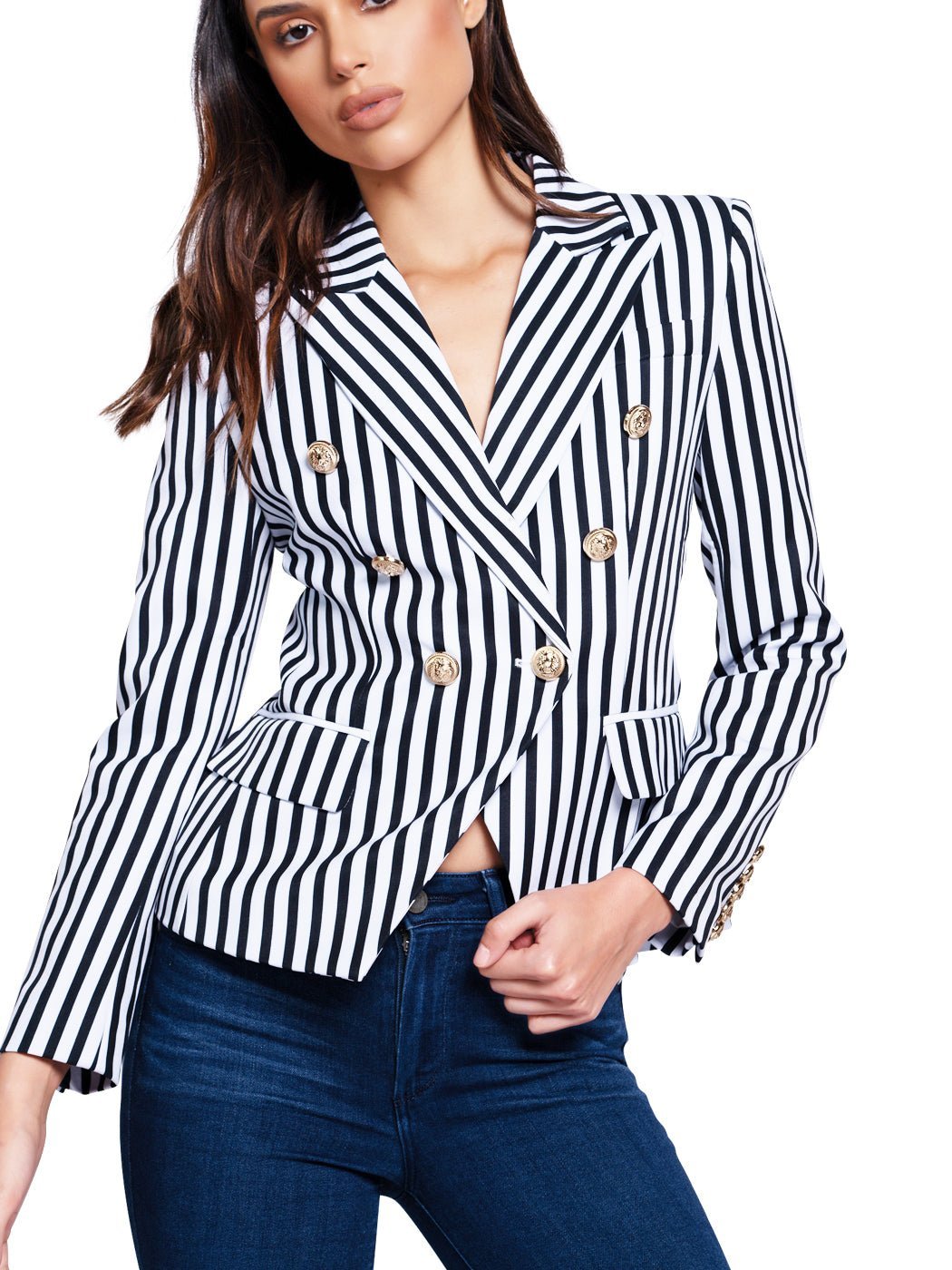 Double-Breasted Black Striped Jacket - Glory Connection