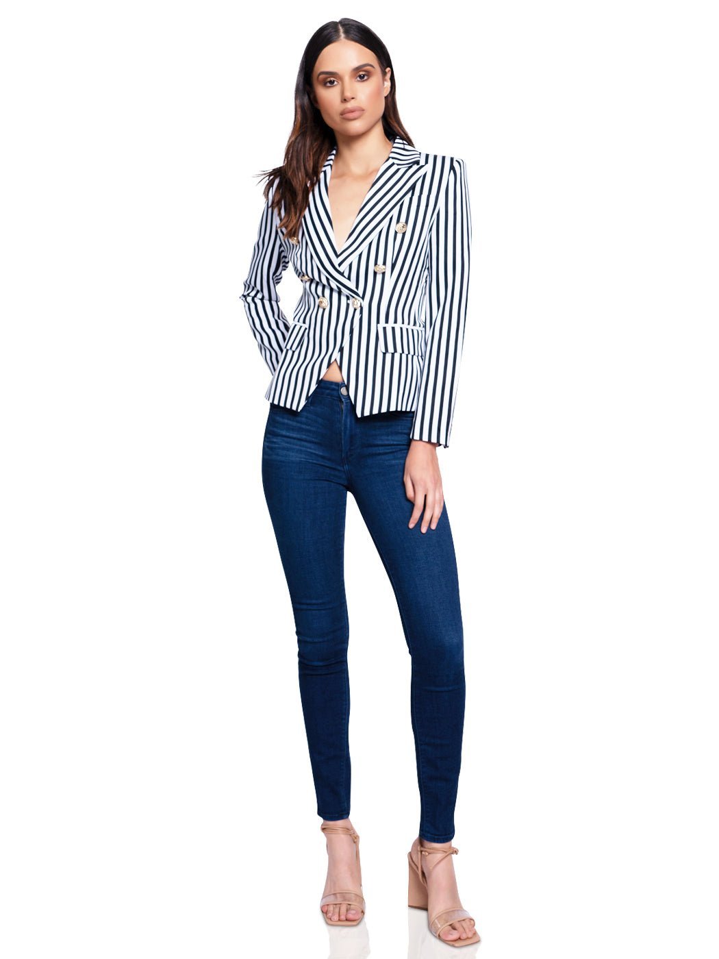 Double-Breasted Black Striped Jacket - Glory Connection