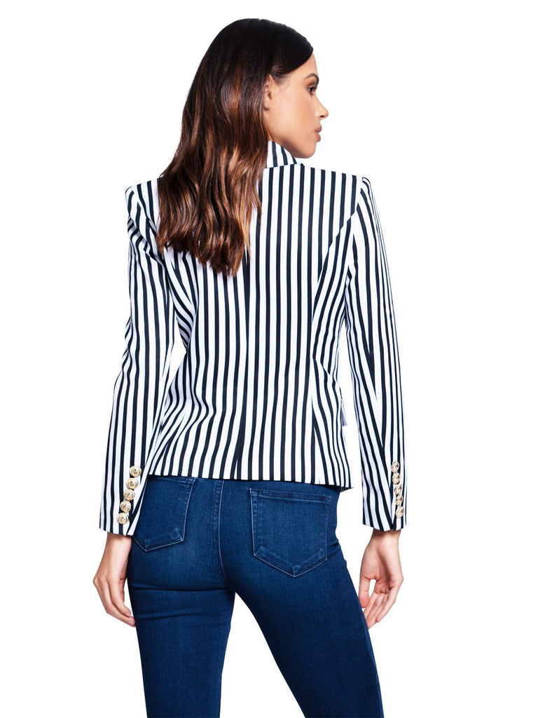 Double-Breasted Black Striped Jacket - Glory Connection