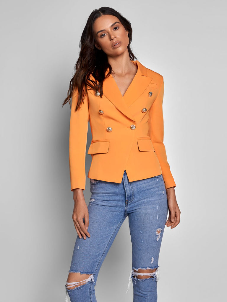 Double-Breasted Blazer In Orange - Glory Connection