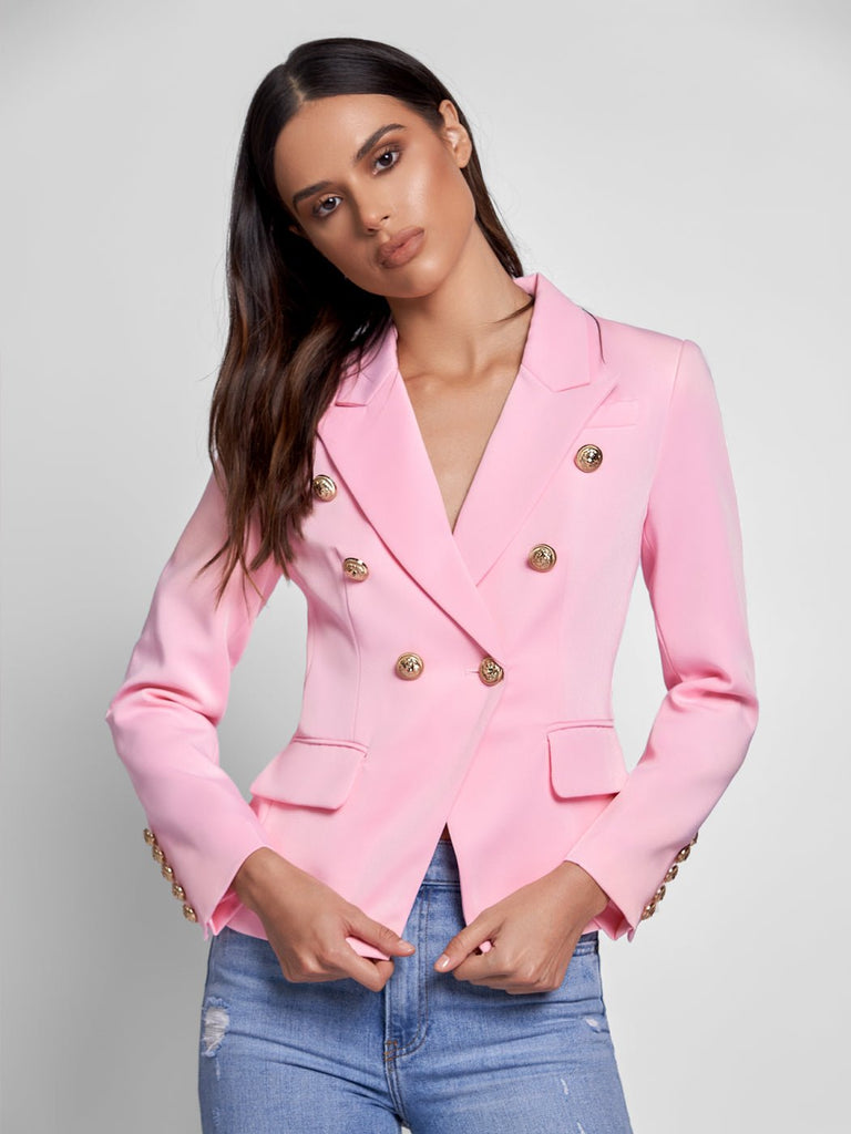 Double-Breasted Blazer in Pink - Glory Connection
