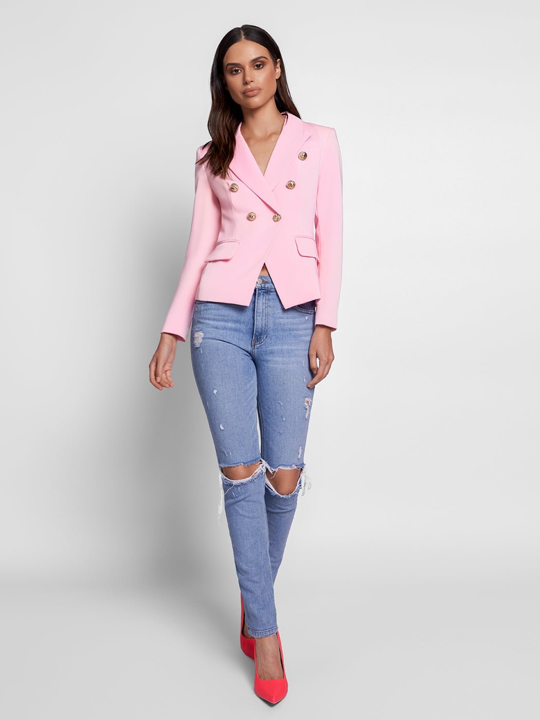 Double-Breasted Blazer in Pink - Glory Connection