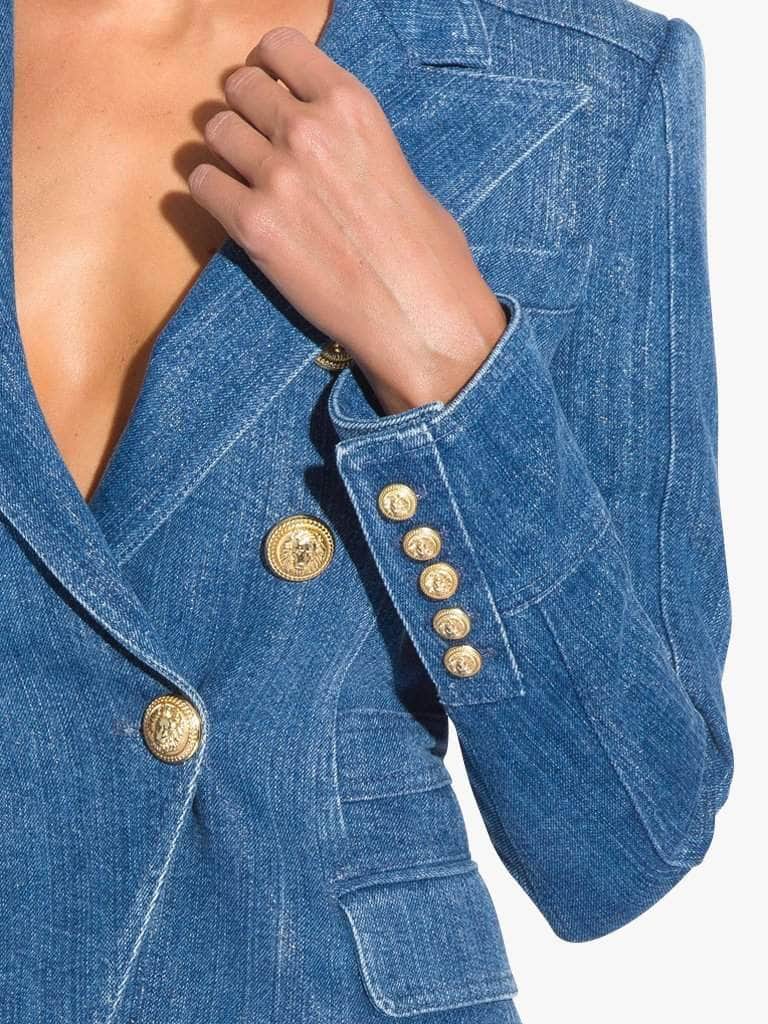 Double-Breasted Denim Blazer - Glory Connection