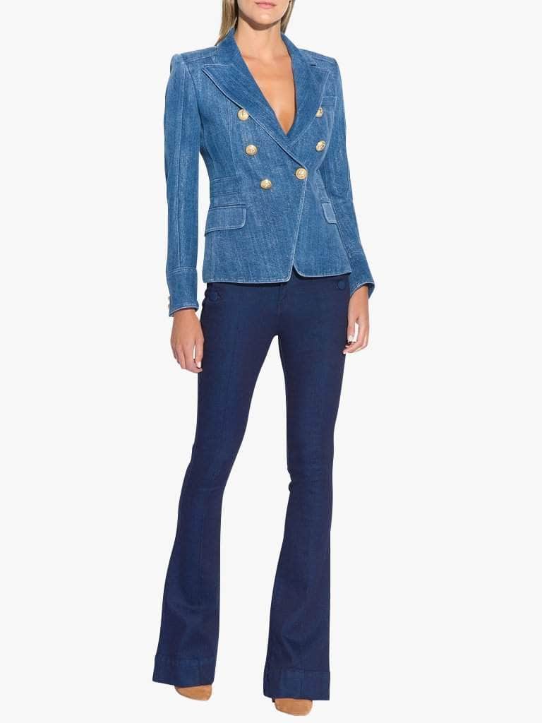 Double-Breasted Denim Blazer - Glory Connection