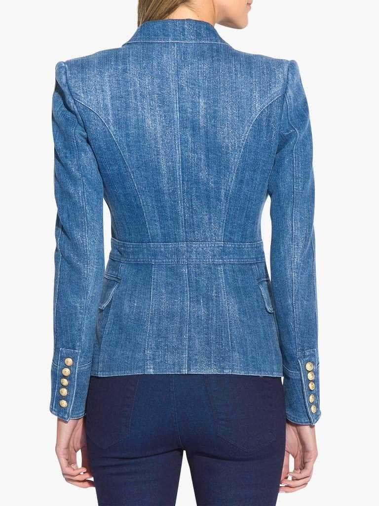 Double-Breasted Denim Blazer - Glory Connection