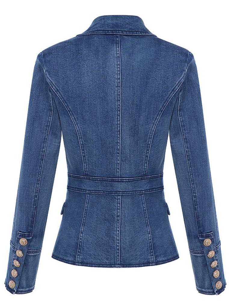 Double-Breasted Denim Blazer - Glory Connection