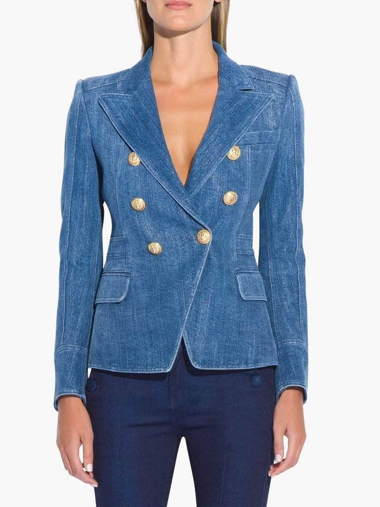 Double-Breasted Denim Blazer - Glory Connection