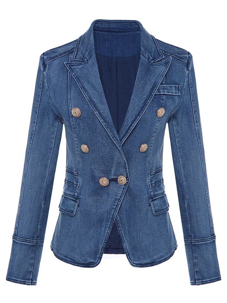 Double-Breasted Denim Blazer - Glory Connection