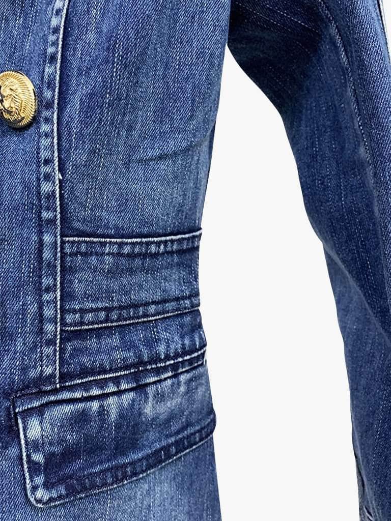 Double-Breasted Denim Blazer - Glory Connection