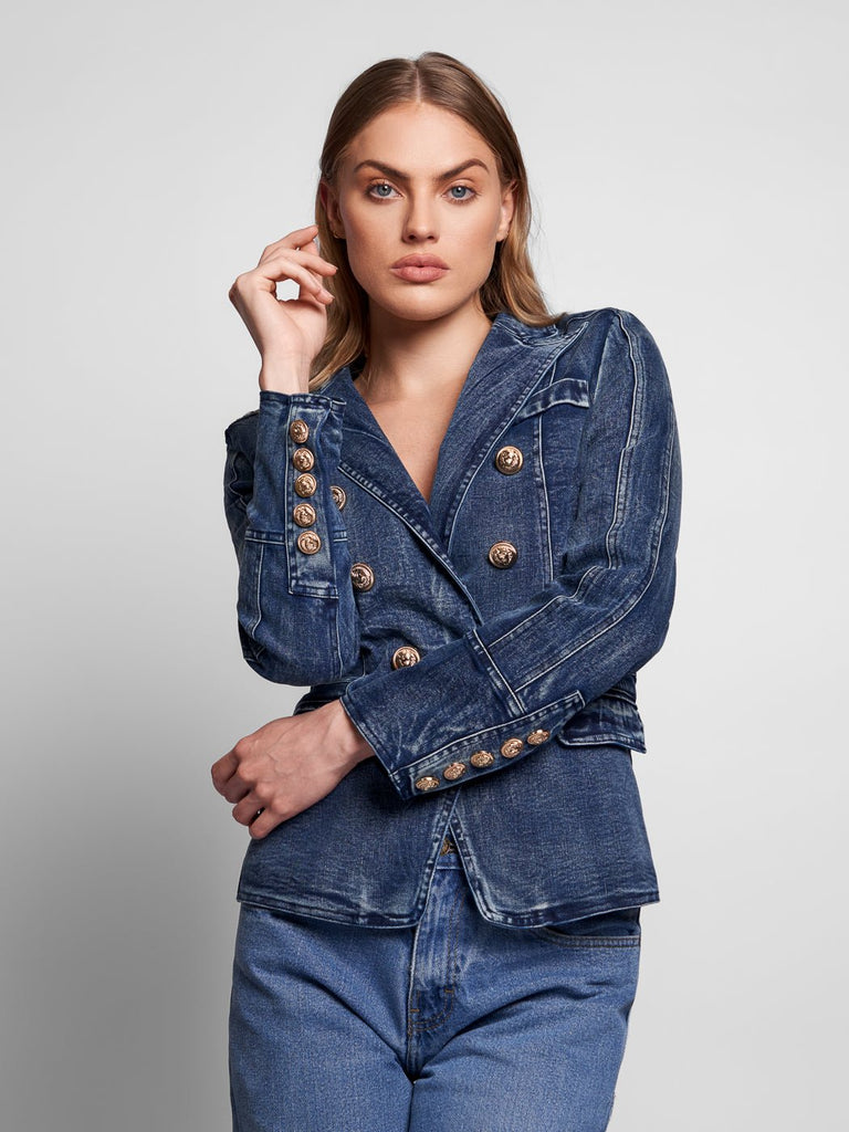 Double-Breasted Denim Jacket - Glory Connection