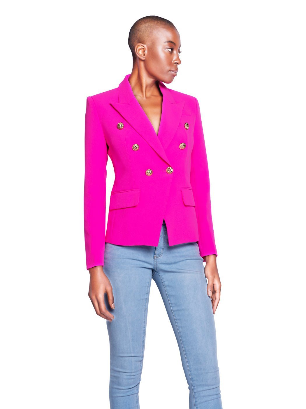 Double-Breasted Jacket In Fuchsia - Glory Connection
