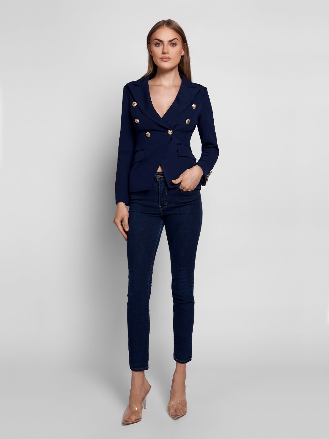 Double-Breasted Jacket in Navy Blue - Glory Connection