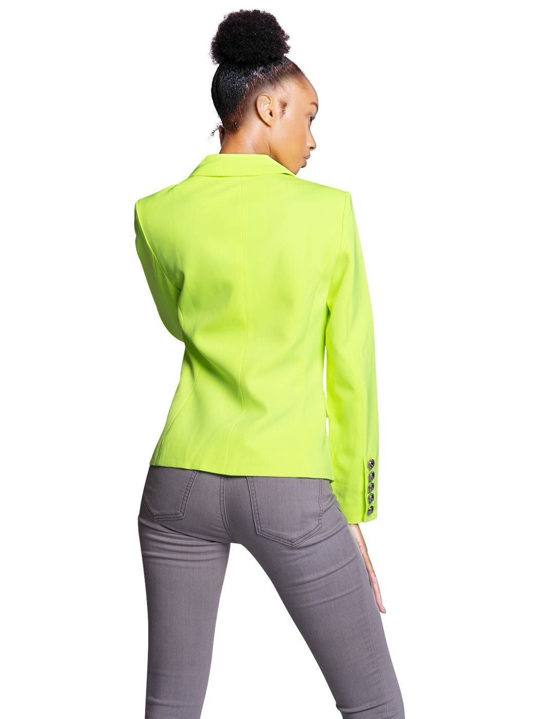 Double-Breasted Jacket In Neon Yellow - Glory Connection