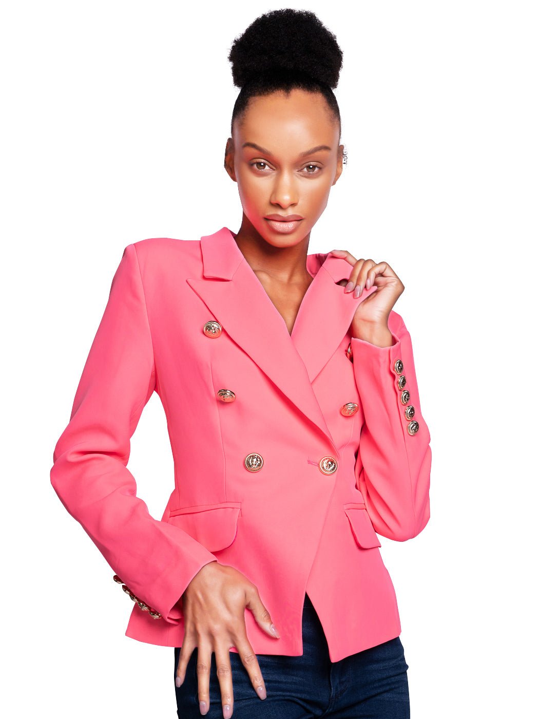 Double-Breasted Jacket In Pink - Glory Connection