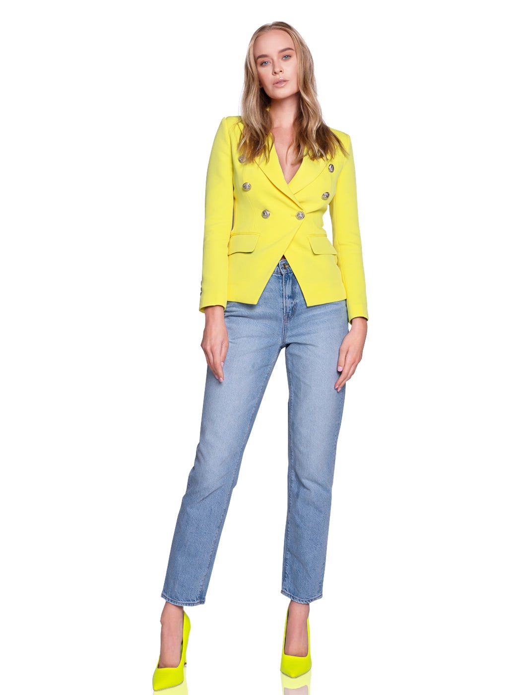 Double-Breasted Jacket In Yellow - Glory Connection