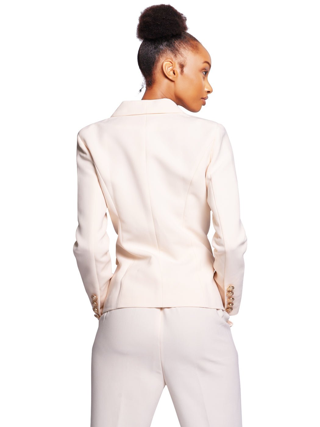 Double-Breasted Jacket + Pants In Floral White - Glory Connection