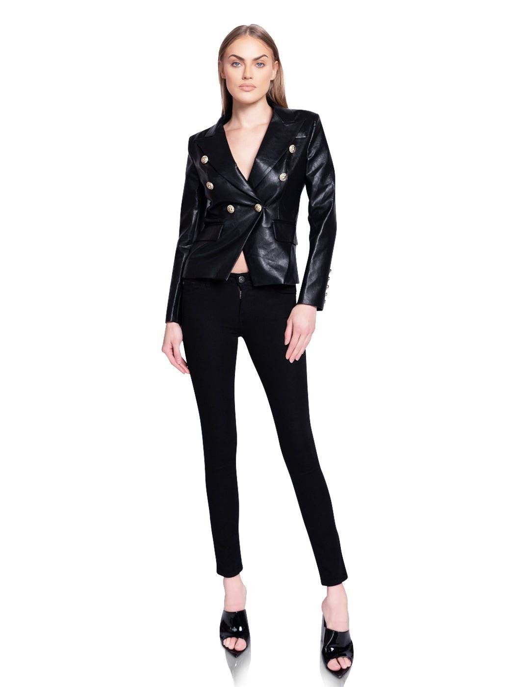 Double-Breasted Leather Blazer - Glory Connection