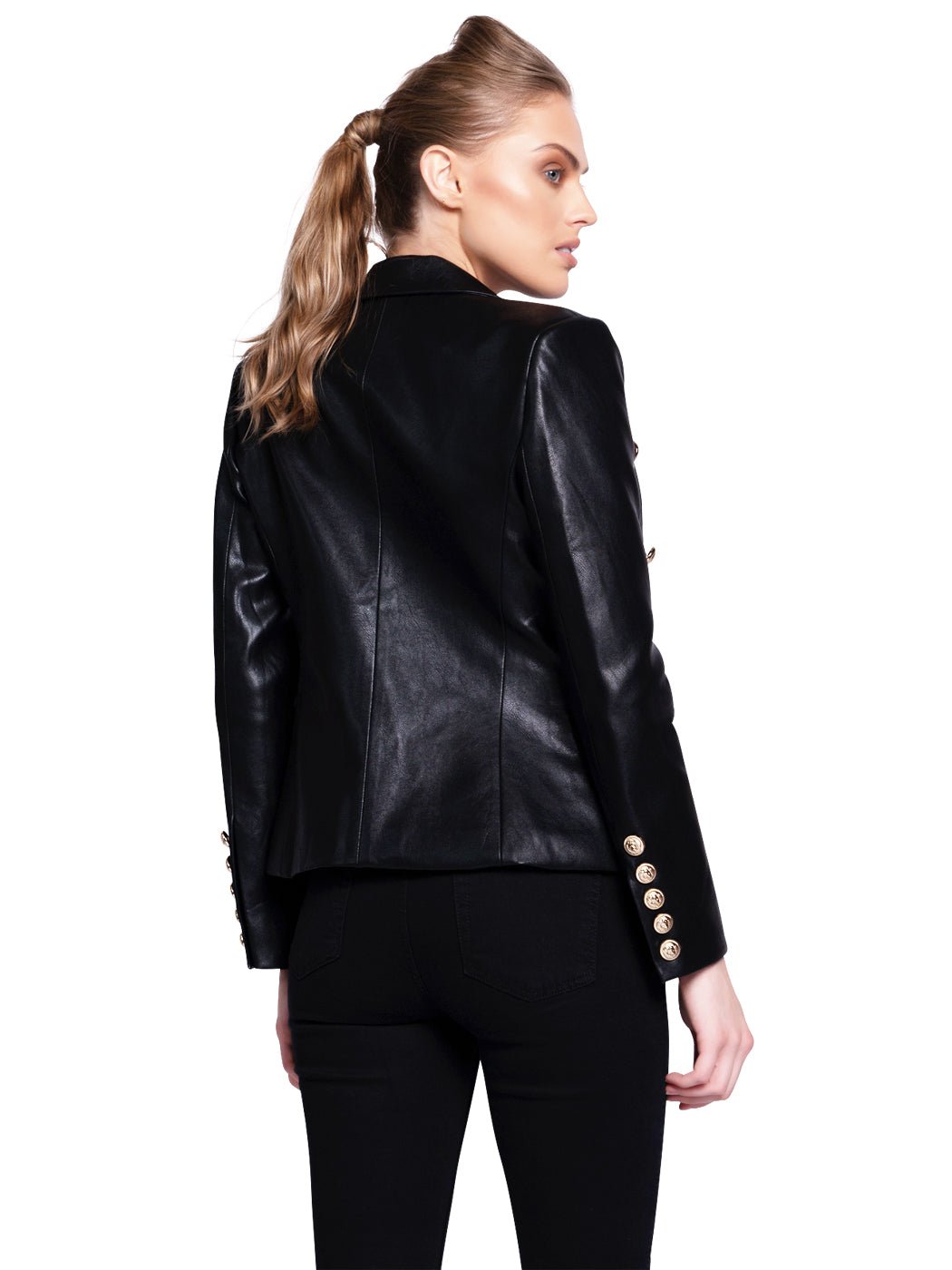 Double-Breasted Leather Blazer - Glory Connection