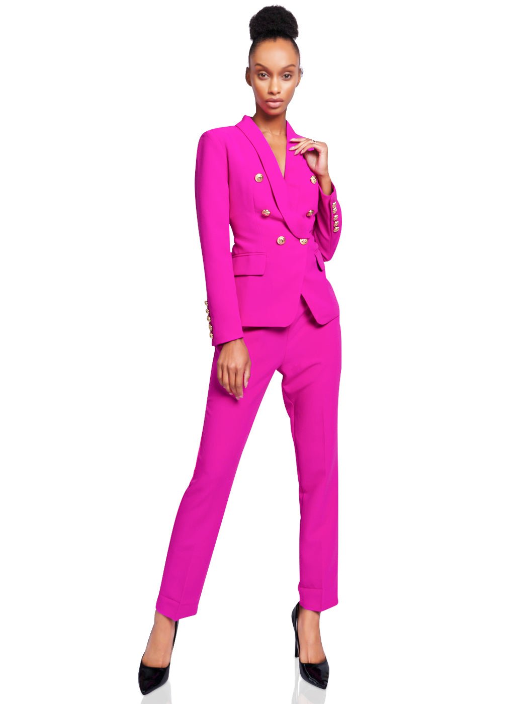 Dylan Double Breasted Jacket + Pants Set In Purple - Glory Connection