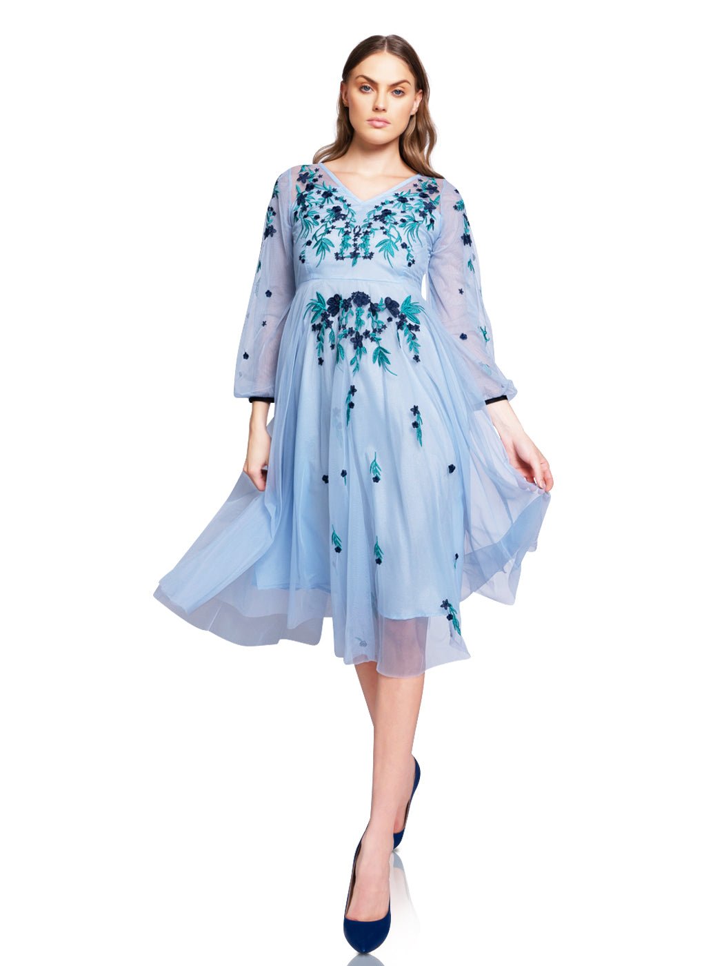 Elicia Mesh Embroidered Dress - Glory Connection