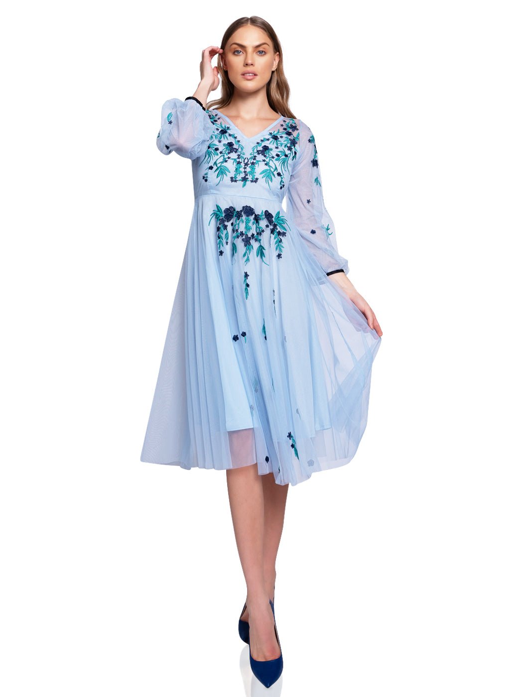 Elicia Mesh Embroidered Dress - Glory Connection