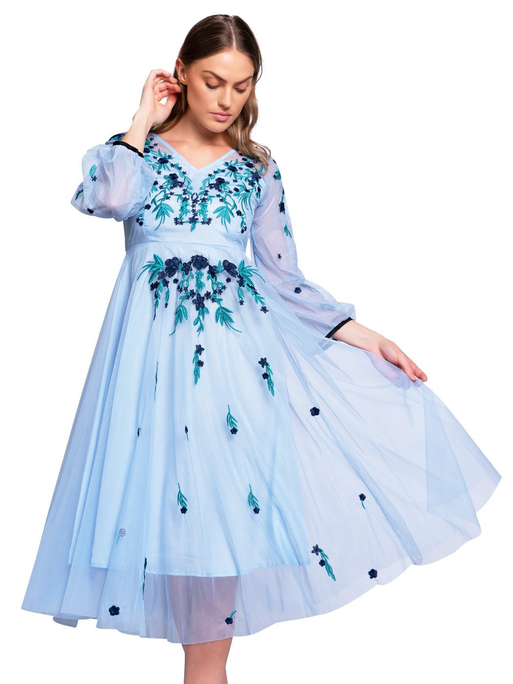 Elicia Mesh Embroidered Dress - Glory Connection