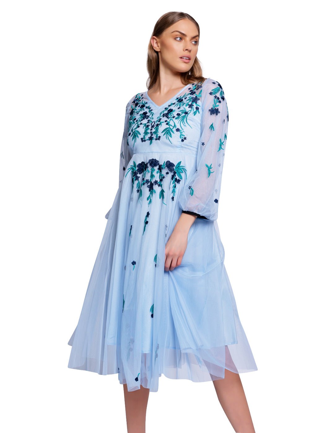 Elicia Mesh Embroidered Dress - Glory Connection