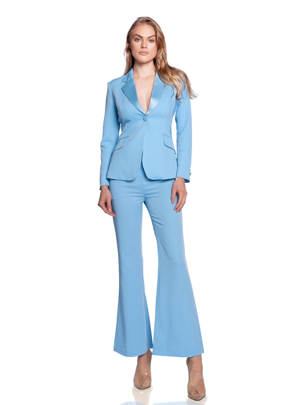 "EveryWhere" Blazer + Pants Suit In Light Blue - Glory Connection