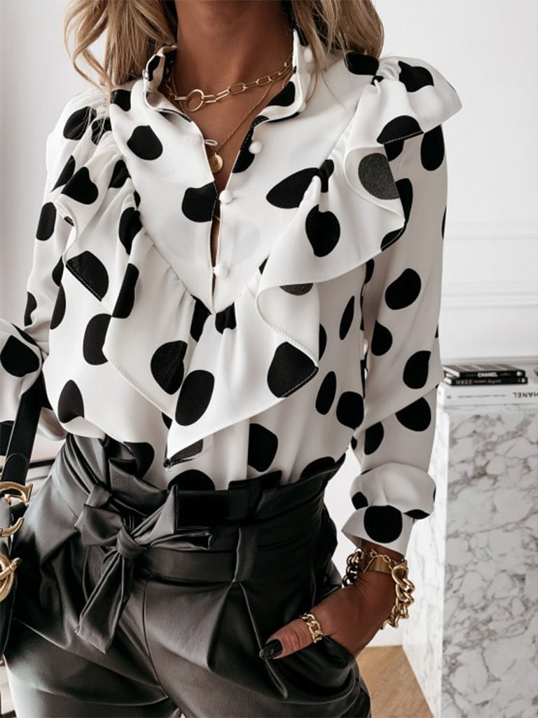 Jennifer Ruffles Polka Dots Blouse - Glory Connection