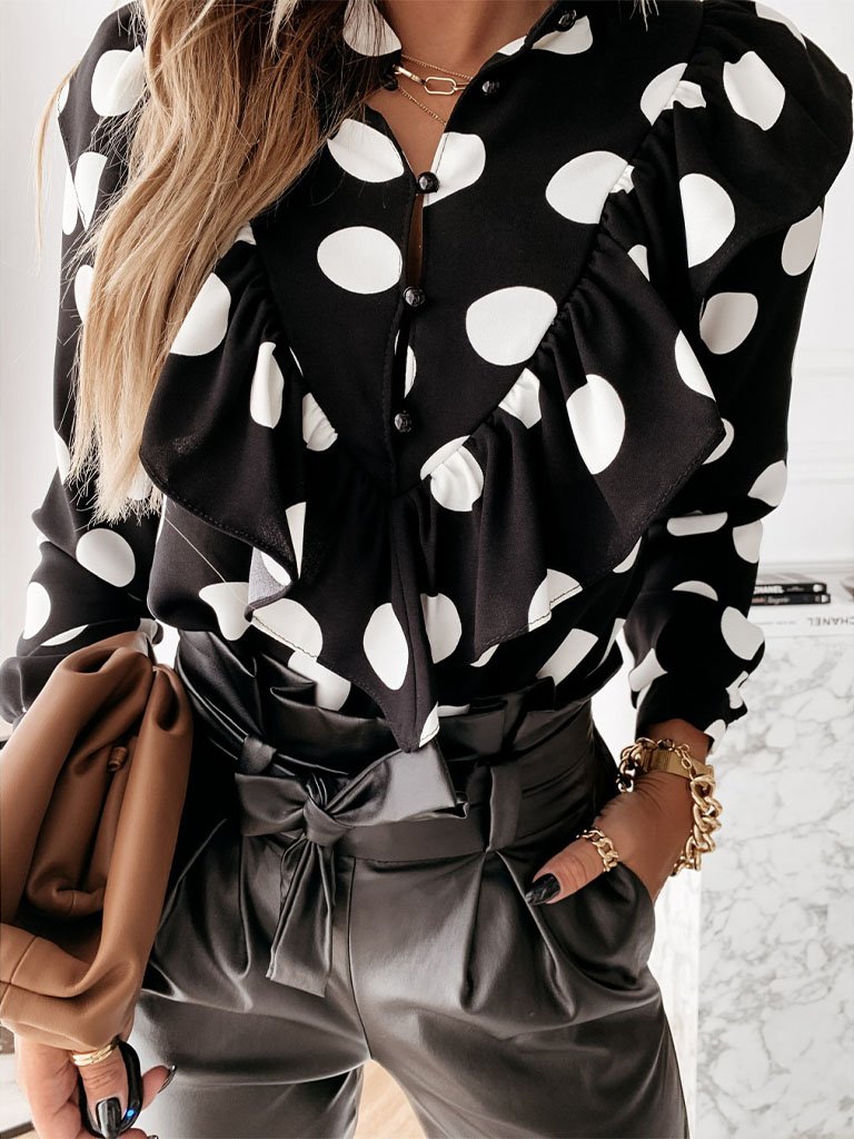 Jennifer Ruffles Polka Dots Blouse - Glory Connection