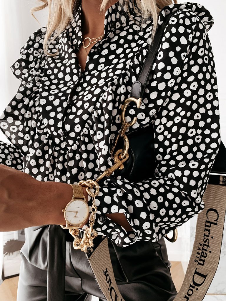 Jennifer Ruffles Polka Dots Blouse - Glory Connection