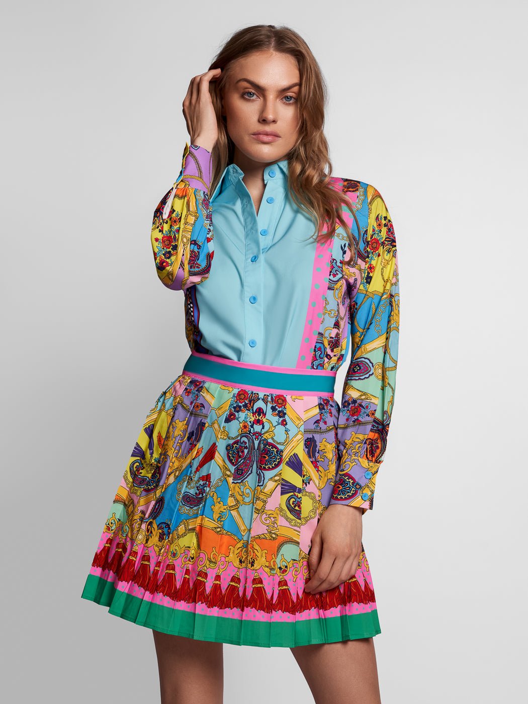 Kendall Top + Skirt Set in Blue - Glory Connection