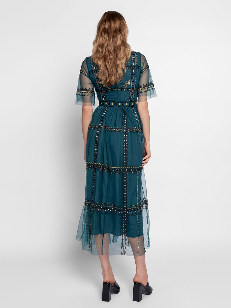 London Embroidered Midi Dress - Glory Connection