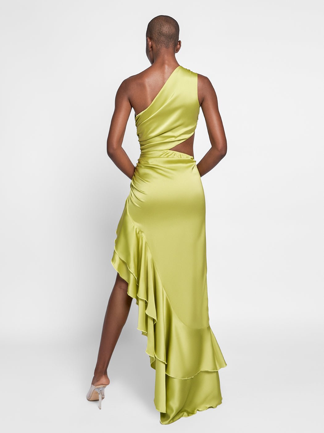 Mellie Cut-Out Ruffled Maxi Dress In Green - Glory Connection